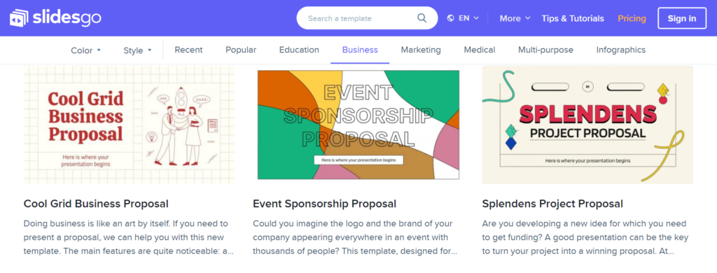 slidesgo.com – business presentation templates in many styles